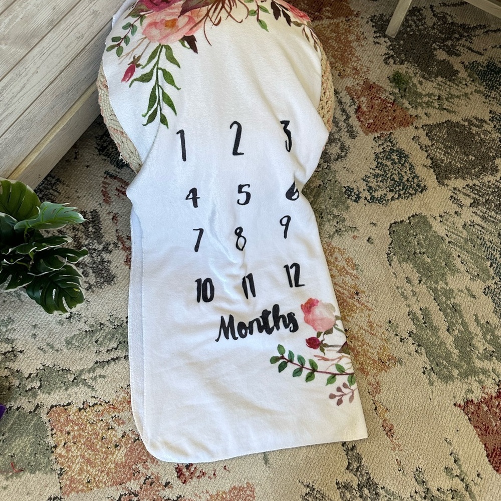 New Floral Baby Gurl Milestone Blanket 40x50” Baby Girl Milestone Blanket Floral - Picture 12 of 16